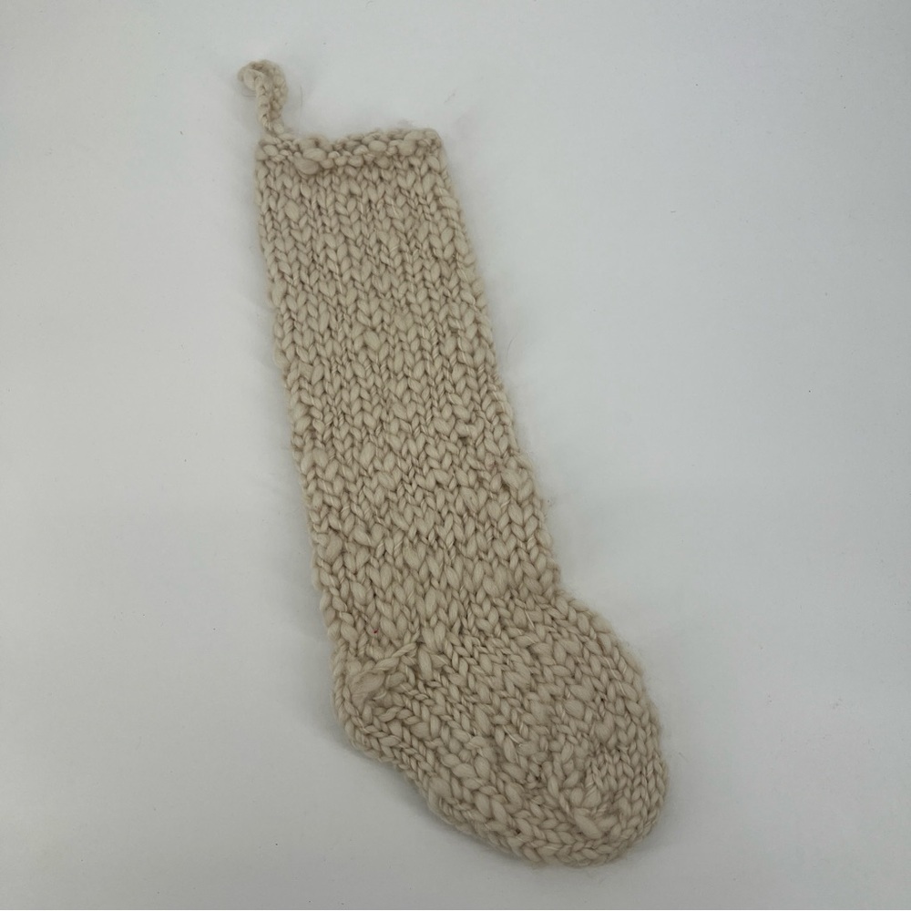 Anthropologie Holiday Icon Candy Cane Chunky Hand Knit Wool Stocking OS - Picture 7 of 7